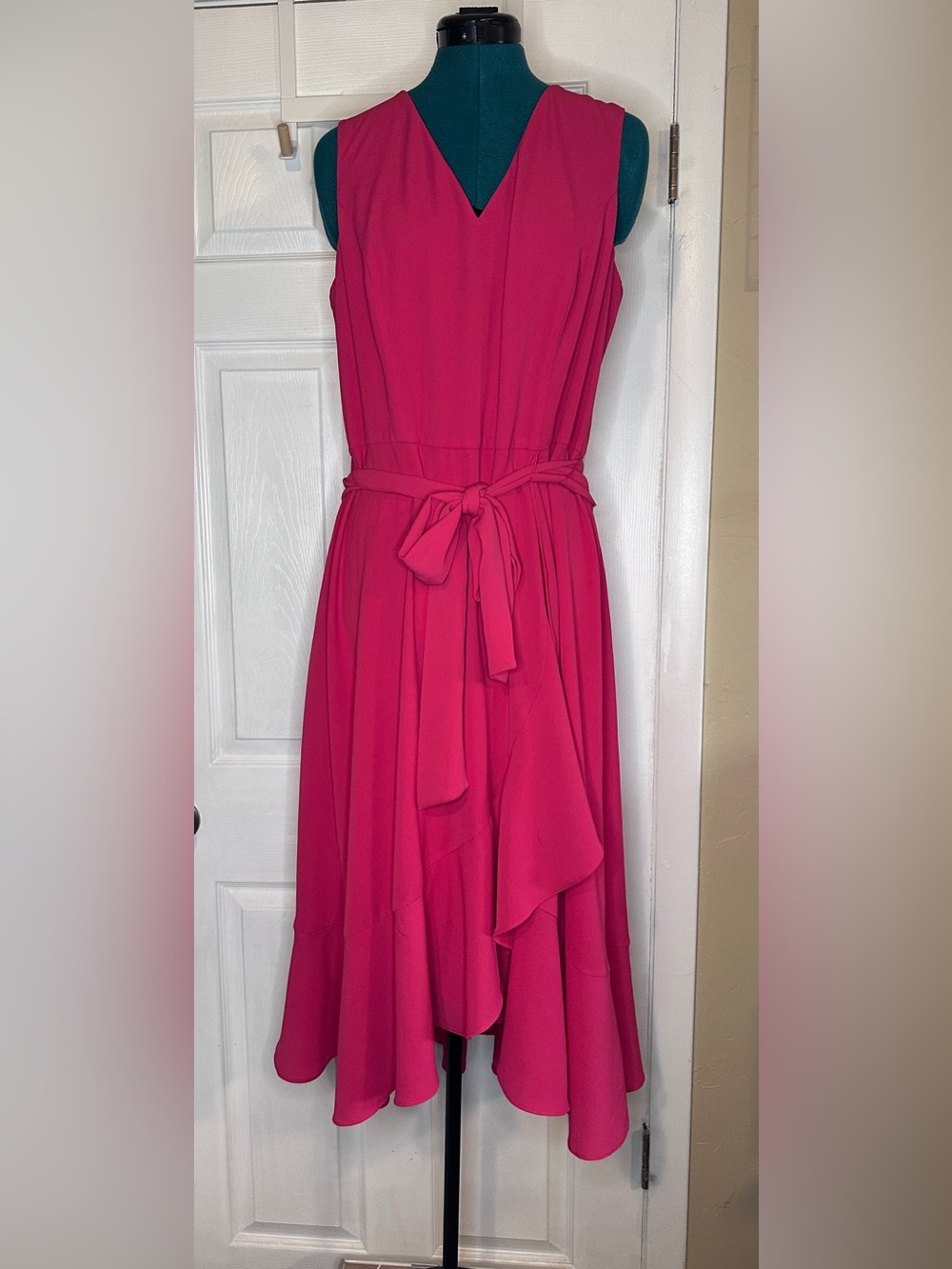 Jessica Howard Fuchsia Sleeveless Wrap-Style High-Low Dress